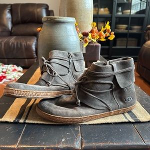 UGG Reid Mocassin Suede Tie Ankle Boots
